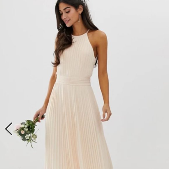 High Neck Pleated Maxi Dress (Bridesmaid) - Picture 1 of 5